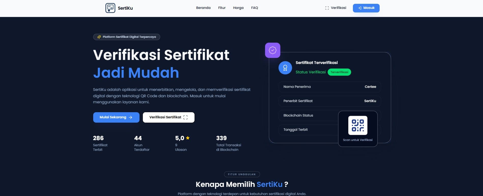 SertiKu Certificate Platform website screenshot